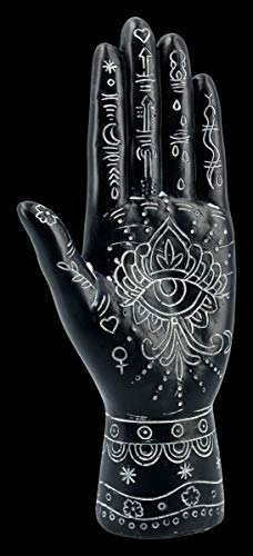 Figuren Shop GmbH Hamsa - Hand der Fatima schwarz | Deko-Figur, Deko-Artikel, Skulptur, Symbol im Islam, H 21,5 cm