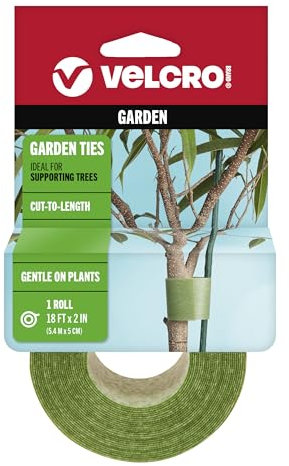 Velcro Brand ONE-WRAP Ties | Tree and Plant Supports for Effective Growing | Strong Gardening Grips are Reusable and Adjustable | Cut-to-Length, 18 ft x 2 in, Green-Recycled Plastic