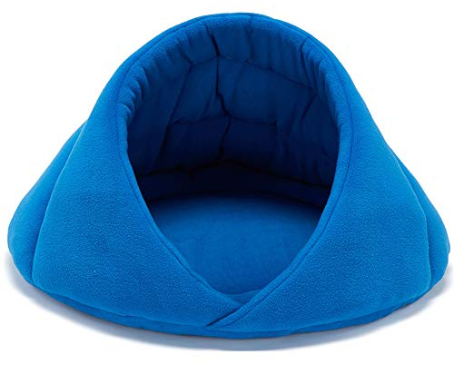 CHIYEEE Katze Kleiner Hund Gemütliches Bett Haustiere Festes Vlies Warmes Iglu Haus Welpe Kätzchen Versteck Höhle, Blau, 42 * 42 * 30cm