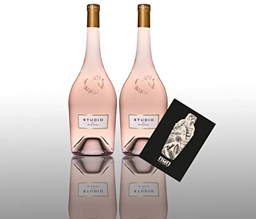 Angelina Jolie + Brad Pitt Studio By Miraval Rose Wein 2x 0,75L (13% Vol) Jolie-Pitt Miraval Wein - 2er Set - [Enthält Sulfite]