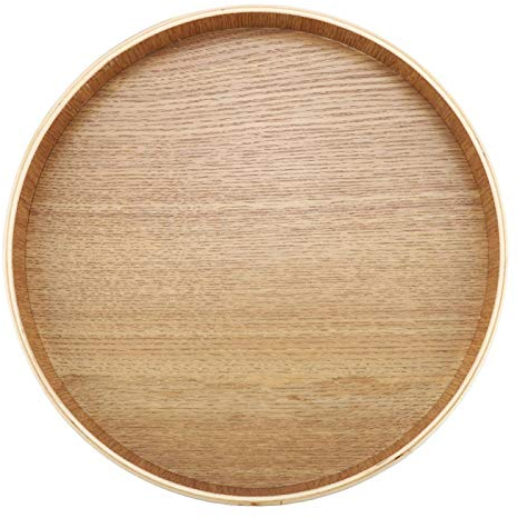 Rundes natürliches Holztablett Kaffee Snack Essen Mahlzeiten Transfer Tablett Mehrzweck Serviertablett für Cafe Restaurant Hotel Home Shop 4 Größen erhältlich(24cm)