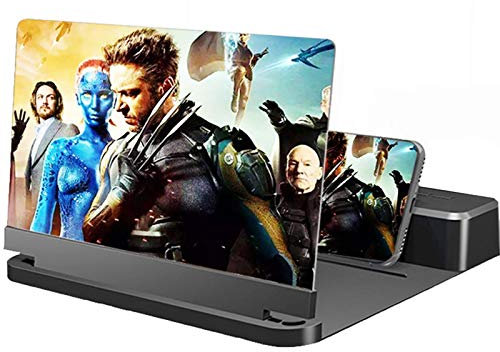 Bildschirmlupe Mit Lautsprecher for Smartphone, 3D Handy Bildschirmlupe, Handy Lupe Unterstützt Alle Smartphones, Black Friday