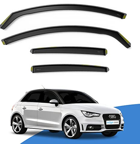 EdgeVisors Wind Deflectors | Fits: Audi A1 or S1 MK1 (2012-2018) 5 Door Hatchback 4pc Set | In-Channel Rain Guards for Wind, Rain & Sun Protection, Easy Installation - Tinted