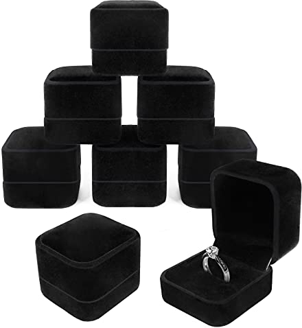 YUEYUAN 8 Pezzi Scatola per Anelli alla Moda Scatola Anello Nera Scatole per Anelli per Fidanzamento Velluto Scatola Regalo in Velluto nera Orecchini Anelli Gioielli Bomboniere