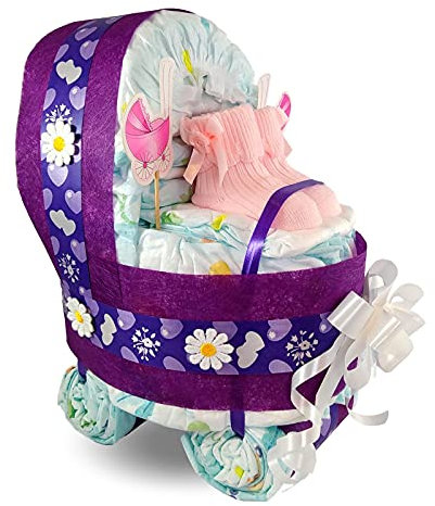 Windeltorte Kinderwagen Für Mädchen Violett