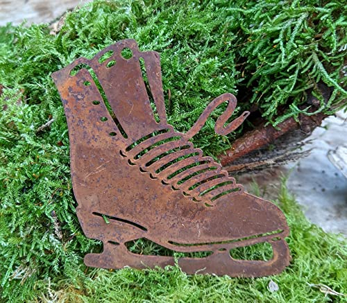 terracotta-toepfe-de Schlittschuh 9 cm hoch aus Metall in Edelrost zum Hängen und Legen Rost Weihnachten Advent Nikolaus