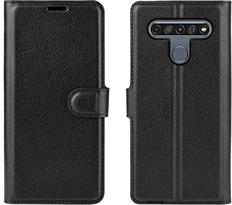 Kezaizhe Klapphülle für LG K61 Hüllen PU Leder Wallet Schutzhülle Schutz Mobiltelefon Flip Back Cover für K61 LG K 61 LMQ630EAW 2020 Tasche Handy Zubehör (Black)