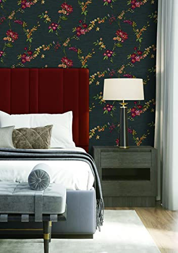 FT221214 Flower Trail Black 10M X 0.53M Fabric Touch Collection 2024