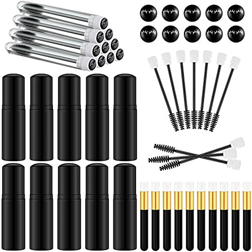 30 Pieces Nose Brushes Set 1.8oz Empty Bottle Travel Soap Bottle and Lash Shampoo Brushes Diamond Eyelash Foaming Soap Pump Dispenser Lash Wand Makeup Tool for Women, 50ml, Black