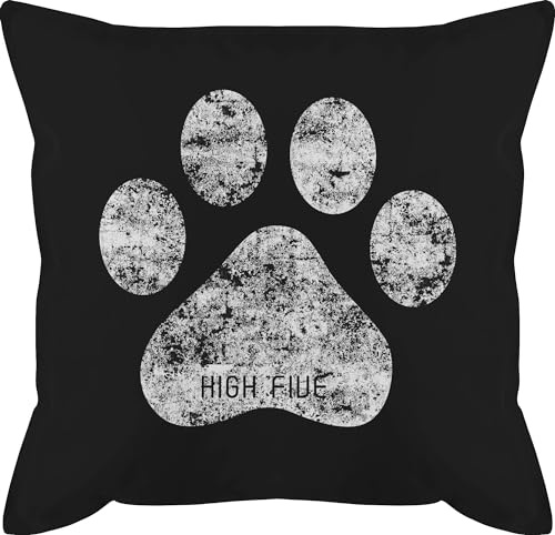 Kissen 50x50 - Deko Hobby - High Five Hunde Pfote - 50 x 50 cm - Schwarz - paw männerkissen paws kopfkissen pfoten beagle tiermotiv hundetatze hundepfote hundepfoten pfotenmotiv hundespruch