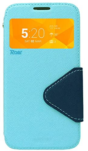 Roar Handyhülle für Samsung Galaxy S3 Hülle mit Fenster Klappbar Magnetisch Flip Case Tasche Klapphülle Etui Schutzhülle, Hellblau