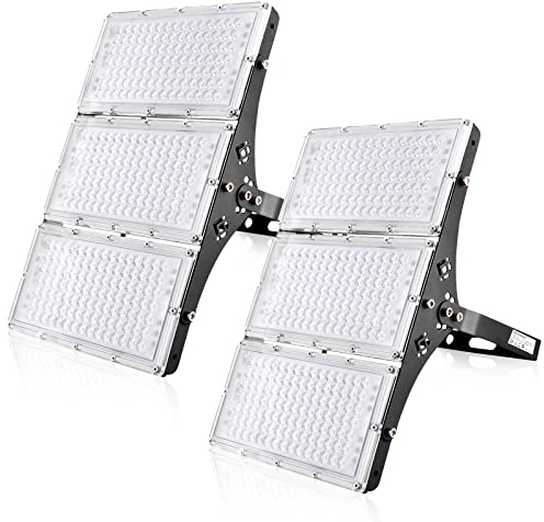 Viugreum 2 Pack Led Strahler Außn, 300W Aussenstrahler, IP66 Wasserdicht Mit 315 Hellen, WarmweißLeds (30000 Lm), Aktualisiert Wasserdicht & Aussehen Aluminium Led Fluter