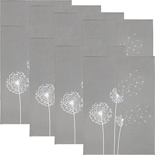 Erwin Müller Geschirrtuch, Küchentuch Pusteblume grau 8er-Pack Baumwolle - saugstark, strapazierfähig, mit Schlaufe zum Aufhängen - Größe 50x70 cm