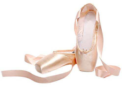 Spitzenschuhe Rosa Ballettschuhe für Anfänger Rot Schwarz Satin Professionelle Tanzschuhe Ballerinas mit Aufgenähten Bändern für Damen Mädchen(34 EU,Rosa)