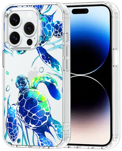 MOSNOVO Case for iPhone 14 Pro, [Buffertech 6.6ft Military-Grade Drop Protection] [Anti Peel Off Tech] Clear TPU Bumper Phone Case Cover Design - Sea Turtles