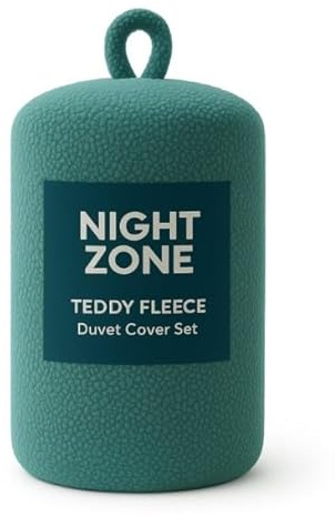 NIGHTZONE Teddy Fleece Duvet Cover Set With Pillow Case Thermal Fleece Warm Cosy Soft Fur Teddy Bedding Duvet Cover Set (Teal, Super King)