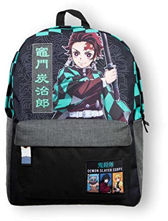 Bioworld Demon Slayer Tanjiro Kamado karierter Rucksack, mehrfarbig, Einheitsgröße
