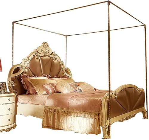 Himmelbett Moskitonetzhalter Vier Eckbett, Bettüberdachung Baldachin Rahmen Gestell aus Edelstahl Eisenkunst -Bettüberdachung für Twin/Full/Queen/King Size/California King
