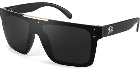 FEISEDY Flat Top Sonnenbrille Polarisiert Herren Damen Randlos Schild Sonnenbrillen Eckig Groß mit UV400 Schutz B2990