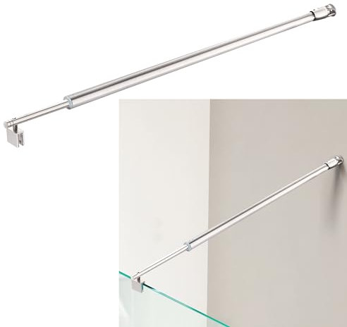 JLC1-NB Duschtür-Stützstange, rahmenlose Duschtürverkleidung für 8 mm bis 10 mm dickes Glas, gebürstetes Silber, Wand-zu-Glas, verstellbare Stange, 70,1 - 120 cm lang