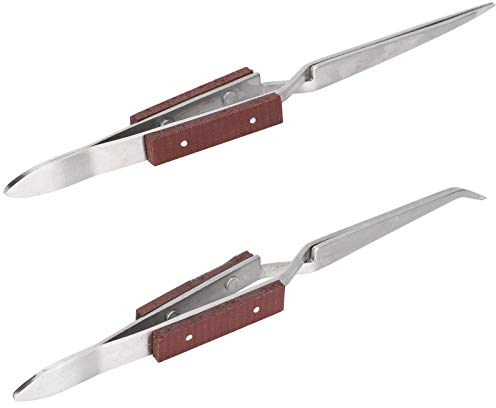 2Pcs Pinzette, Pinzette per Saldatura Pinzette con Impugnatura in Fibra Set di Pinzette con Bloccaggio a Croce, Strumento Artigianale Fai-da-Te Saldatura di Gioielli Fissa Punta