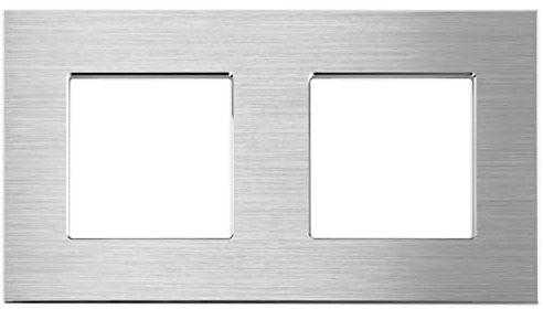 LUXUS-TIME Nur Rahmen Wandblenden Lichtschalter Blenden Schalterleisten für Touchschalter, Lichtschalter, Steckdosen, Unterputz Dosen aus Aluminium in Gold, Silber, Schwarz (2-Fach, Silber-Aluminium)