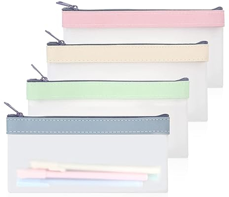 VMINOG Transparentes Federmäppchen Kosmetiktasche 4 Stück Durchscheinend Federmäppchen superweiches TPU Federmäppchen Federmäppchen für Kosmetik Mehrzweck Aufbewahrungsbeutel