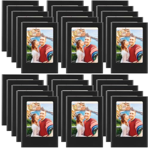 Barydat 30er Pack Mini Magnetische Bilderrahmen 2x3, Refrigerator Magnet Photo Frame, Picture Holder, Table Photo Frame Set, Magnetic Wallet Size, Whiteboard, Schwarz
