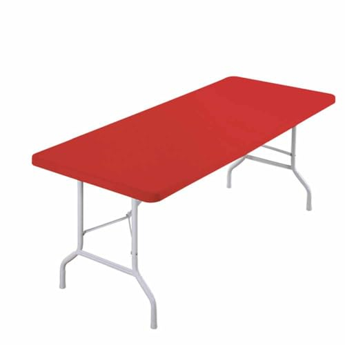 SHTGOI Elastische Tischdecke Dehnbare Spandex Tischdecke Rechteckig Tischschoner mit Gummizug Waschbar und Faltbar Gartentischdecke für Outdoor Terrasse Party Camping Tisch Rot 6FT(183 * 76cm)