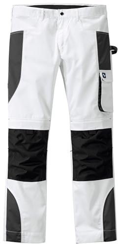 Scheibler Arbeitshosen Männer Reflektierende Cargohose Herren Bequeme Schnittschutzhose Outdoor Hose mit Multifunktionalen Taschen Weiß/Anthrazit 46