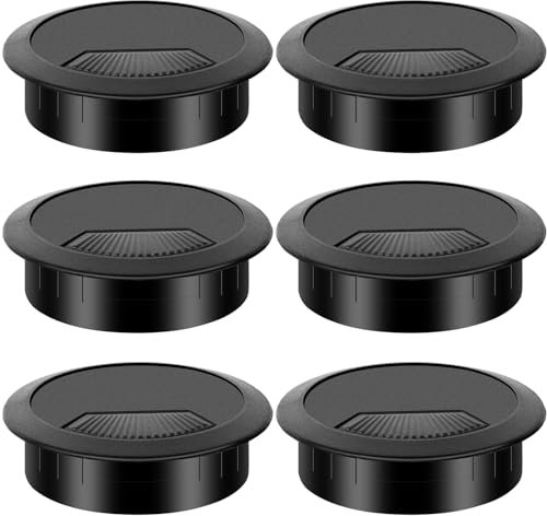 Dawenur 6Pcs Kabeldurchführung Schreibtisch 60mm Kabeldurchlass Kunststoff Kabeldurchführung Schwarz für Tisch Office Schreibtische