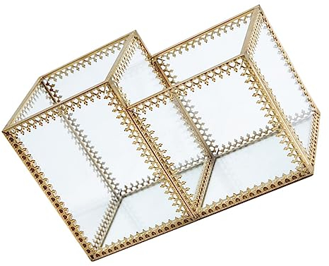 Glasstifthalter mit Kupfer, Goldfarben, Zweifach, für Schreibtisch