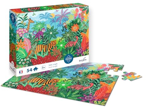 Calypto 3907805 Dschungel, 54 Teile Puzzle mit Soft-Touch, Kinderpuzzle mit großen Teilen und samtiger Oberfläche inkl. Puzzleposter, für Kinder ab 5 Jahren, Nachauflage