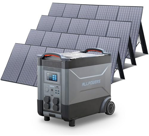 ALLPOWERS R4000 Power Station con 4 Pannelli Solari da 400W, 3600Wh LiFePO4 Espandibile Generatore Solare, 4 Uscità AC 4000W, UPS, Centrale Elettrica Portatile per Backup Domestico, Campeggio, Viaggio