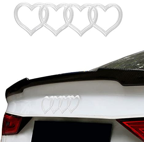 3D-Aufkleber, Liebesherz-Logo, Heckklappen-Emblem, Auto-Ersatz, 3D-Aufkleber, Auto-Außenembleme, Abzeichen, passend für A3, A4, A5, A6, A8, TT, R8, Q3, Q5, Q7 (Silber)
