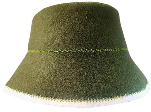 Wool Sauna Hat for Women Men Felt Sauna Cap Natural Wool Sauna Hat Water Absorbent Soft Sauna Bucket for Steam Room Bathhouse,Sauna Accessories,Green