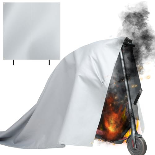 Saysurey Feuerfeste Lithium-Batterieabdeckung 79 x 79 Zoll Ebike Akku Feuerschutzlöscher Isolieren und Löschen Kleine Brände, Feuerlöschdecke für E-Scooter und E-Bike