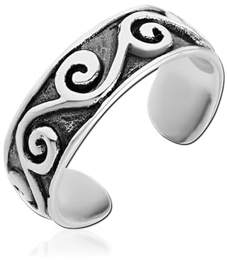 Teyolo Zehenring für Damen, Herz/Stern/Spirale/Delfin/Infinitely Foot Finger Rings Adjustable Open Toe Ring Summer Foot Jewelry, 3, Metall, Kein Edelstein