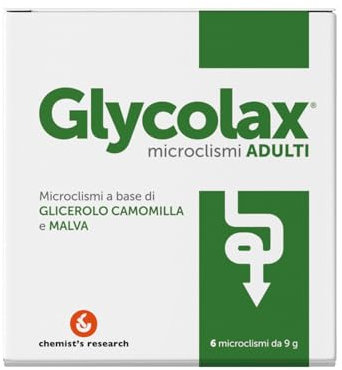 CHEMIST'S RESEARCH GLYCOLAX MICROCLISMI ADULTI | Glicerolo, Camomilla e Malva per il Trattamento della Stitichezza | 6 Microclismi da 9 gr (3)