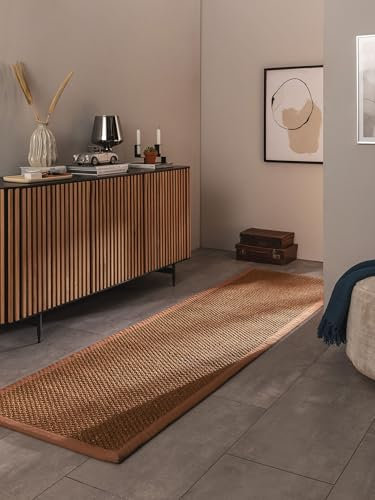 benuta Pure Sisalteppich Greta - Hellbraun 70x300 cm - 100% Sisal - Läufer & im Style: Bordüre, Uni, Natural Living, Scandi Living - Pflegeleicht für Wohnzimmer Schlafzimmer
