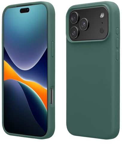 kwmobile Handyhülle für iPhone 17 Pro Hülle, für iPhone 17 Pro Case - Hülle Silikon - kabelloses Laden - Tannengrün