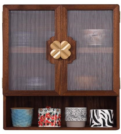 PEBFHSQW Wandschrank Hängeschrank Aus Holz Mit Tür – Tassenablage Für Küche Und Wohnzimmer – Organizer Für Geschirr, Gewürze Und Bücher – Platzsparendes Wandregal