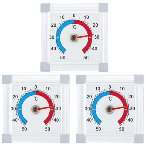 Outdoor Thermometer, 3-Pack Weatherproof Outside Thermometer for Garden and Window, Indoor Outdoor Thermometer Stick On, 7.5 * 7.5 * 2.5cm