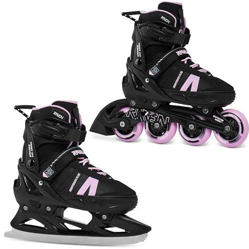 RAVEN Profession Inlineskates Inliner für Kinder und Erwachsene OPTIONAL 2in1 mit Schlittschuhen verstellbar