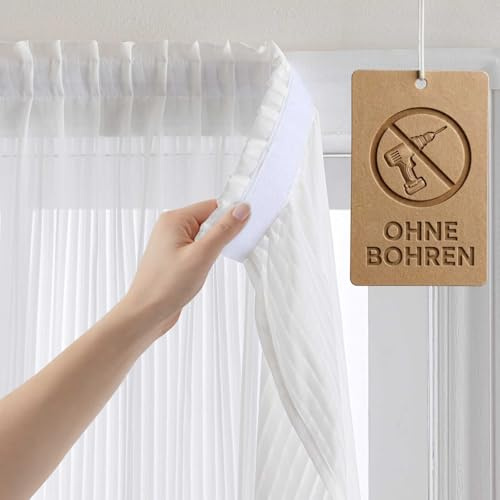 Jilron Visillos con fijación de velcro, opacos, decorativos y filtrantes de luz, sin agujeros, fácil instalación, para autocaravana, dormitorio y cortinas de bistró (blanco-H182 x A89 cm), 1 unidad