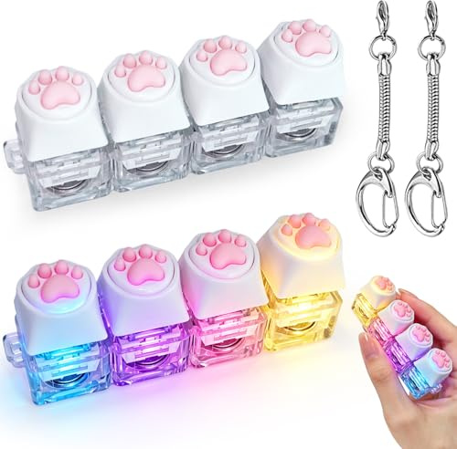 Fidget Tastatur,Fidget Toys Erwachsene mit LED Licht,Lustige Tragbarer 4-Tasten Tastatur Anhänger,Tastatur Schlüsselanhänger für Angst, Büro, Schule und Reisen