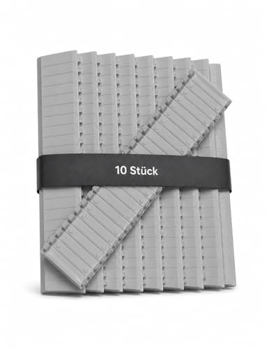 CusoTec 10x Blindabdeckstreifen 12 TE – Abdeckstreifen für Sicherungskasten/Verteilerkasten – Kunststoff weiß oder grau – für Hutschiene – 10 Stück Set (Grau)