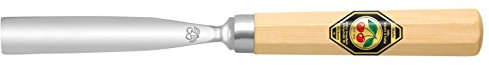 Ciseau à bois de sculpteur avec manche en bois de charme 10 Kirschen, courbe, 30 mm