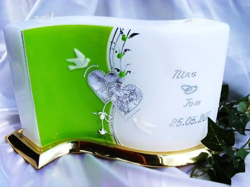 Hochzeitskerze Sonderform 250/150/50 mm inkl. Beschriftung H-30