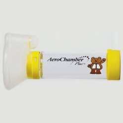 GlaxoSmithKline Aerochamber Plus Child Spacer Device Medium Yellow | Latex-Free, Ages 1-5 Years, Face Mask Inhaler Accessory, Single Count Pack, 0.07 kg